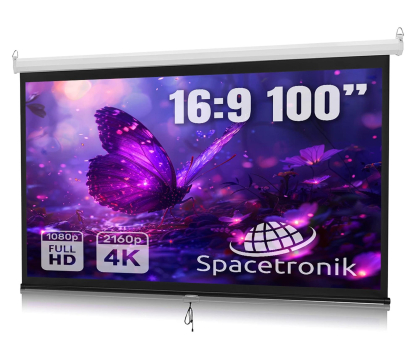 Ekran projekcyjny Spacetronik Ekran Projekcyjny Sufitowy Zwijany Manualnie 100" 16:9